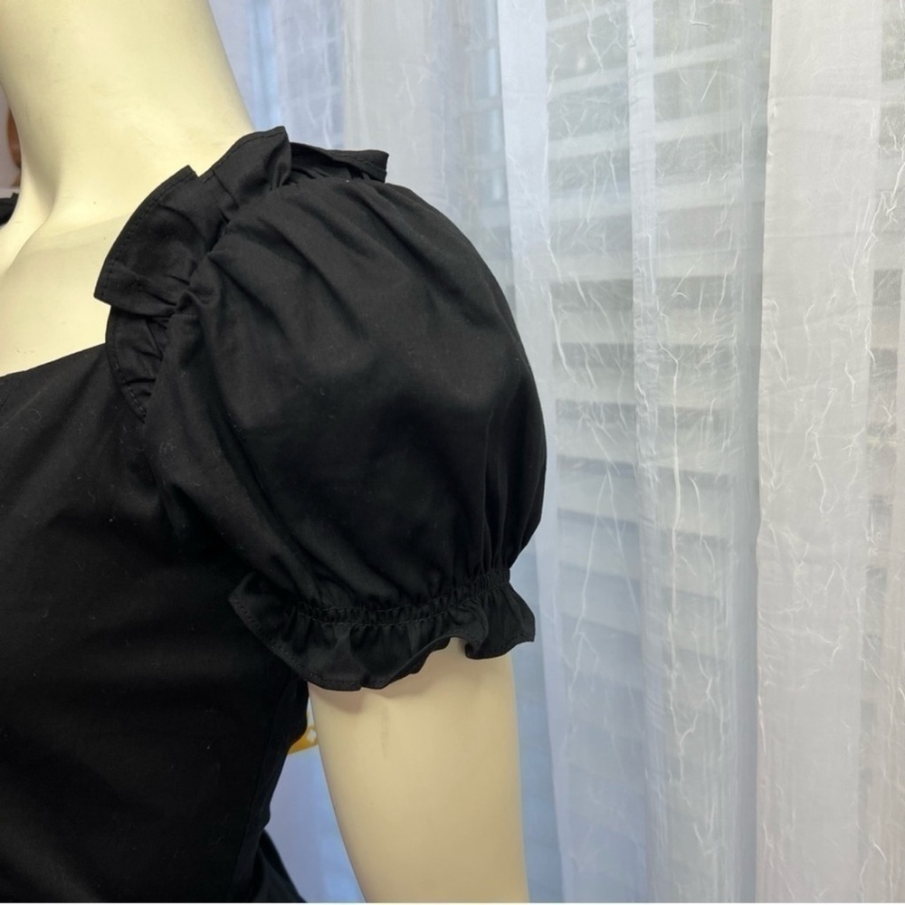 Women's Black Puff Short Sleeve Cocktail Dress. Size: L - Picture 11 of 11